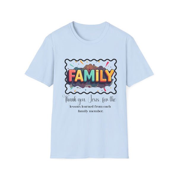 Colorful Family T-Shirt 'Thank you, Jesus, for the lessons learned from each family member'