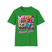 Colorful Women's T-Shirt 'Never Forget to Say Thank You'
