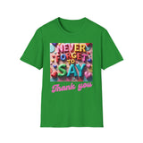 Colorful Women's T-Shirt 'Never Forget to Say Thank You'