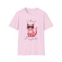 Cool Cartoon Cat T-Shirt - Too Blessed for Negativity