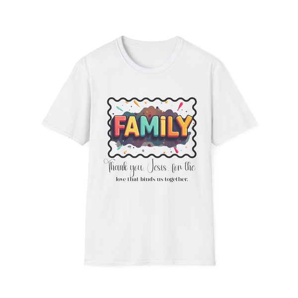 Colorful Family T-Shirt 'Thank you, Jesus, for the love that binds us together'