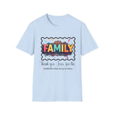 Colorful Family T-Shirt 'Thank you, Jesus, for traditions that keep us close'